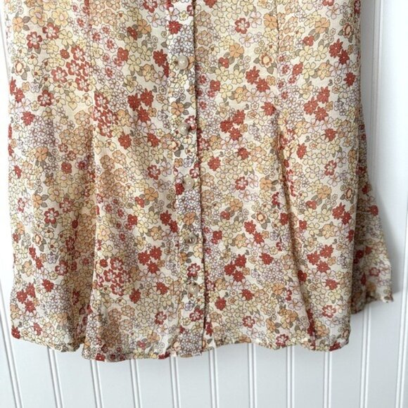 Free People Women Floral Mini Dress With Puff Sleeves & Smocked Detail Size M - Picture 6 of 16